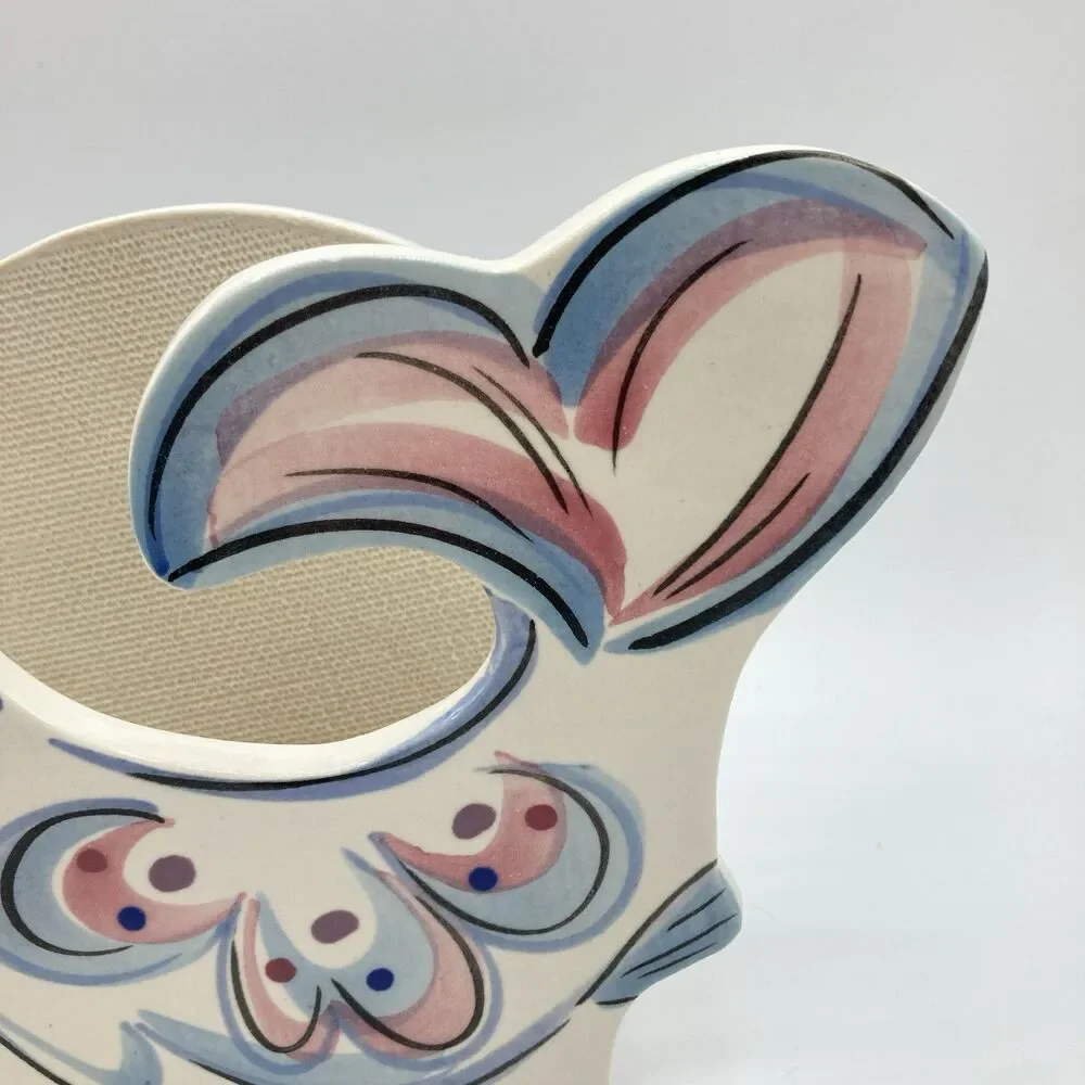 Vtg Hand Painted Ceramic Pastel Fish Napkin Letter Holder Whimsy Kitschy 6